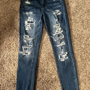 American eagle sz 12 long distressed jeggings next level